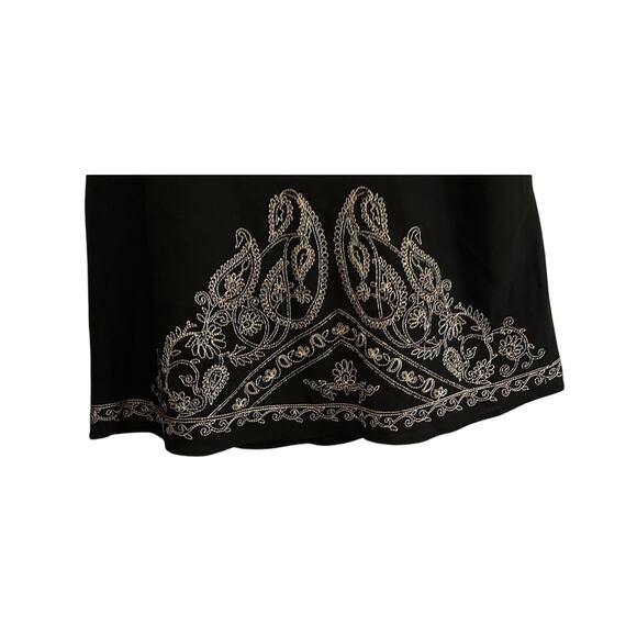Richard Malcolm Linen Skirt Size 10 Black Embroidered Boho Fully Lined Zip - Picture 3 of 8